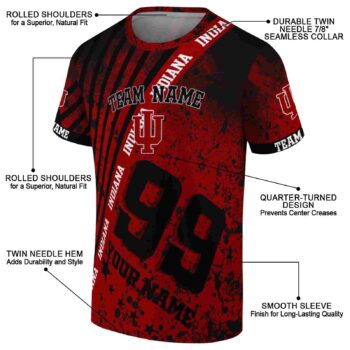 Personalized Indiana Hoosiers Splatter Art Red Black T-Shirt