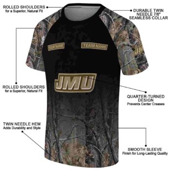 Personalized James Madison Dukes Tree Branches Black T-Shirt