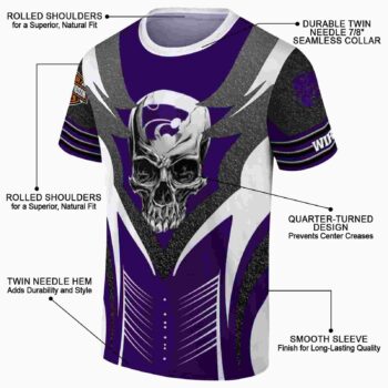 Personalized Kansas State Wildcats Skull Emblem Purple White T-Shirt