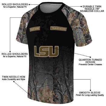 Personalized LSU Tigers Tree Branches Black T-Shirt