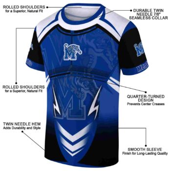 Personalized Memphis Tigers Futuristic Armor Blue Black White T-Shirt