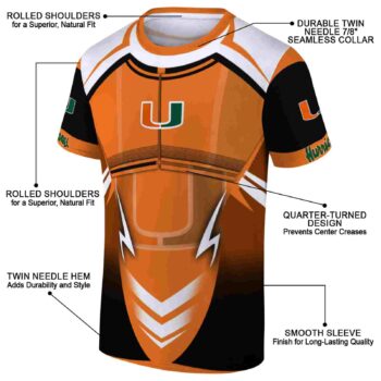 Personalized Miami Hurricanes Futuristic Armor Orange Black White T-Shirt