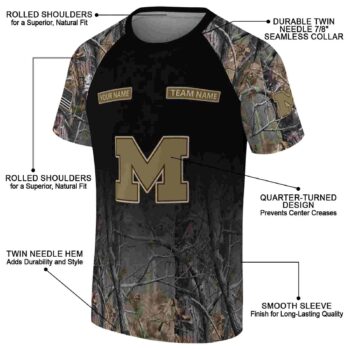 Personalized Michigan Wolverines Tree Branches Black T-Shirt