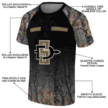 Personalized San Diego State Aztecs Tree Branches Black T-Shirt