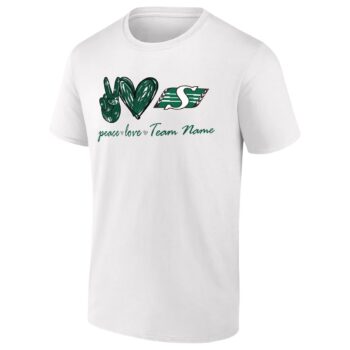 Personalized Saskatchewan Roughriders Peace Love T-Shirt