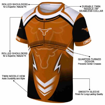 Personalized Texas Longhorns Futuristic Armor Orange Black White T-Shirt