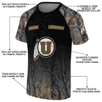 Personalized Utah Utes Tree Branches Black T-Shirt