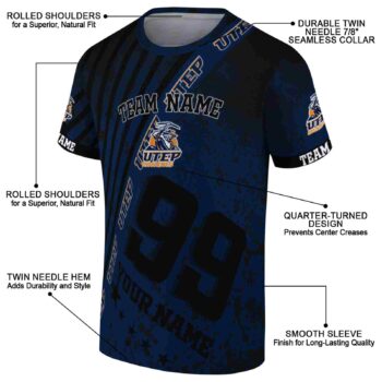 Personalized UTEP Miners Splatter Art Blue Black T-Shirt