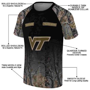 Personalized Virginia Tech Hokies Tree Branches Black T-Shirt