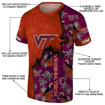 Custom Utah State Aggies Tropical Scene Navy T-Shirt