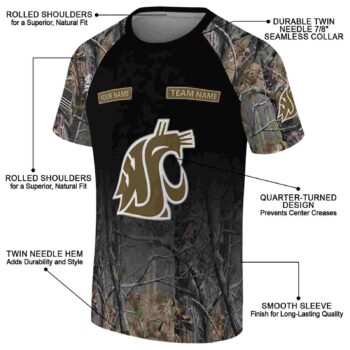 Personalized Washington State Cougars Tree Branches Black T-Shirt