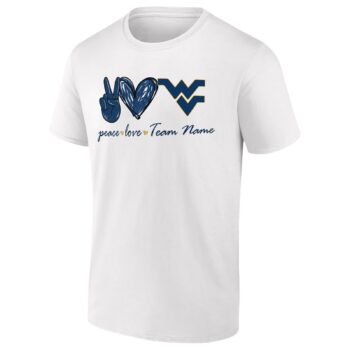 Personalized West Virginia Mountaineers Peace Love T-Shirt