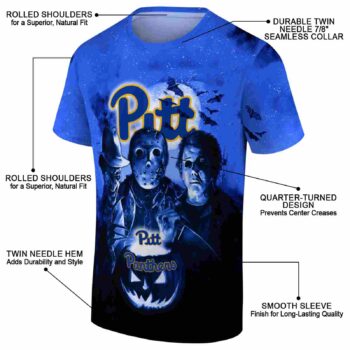 Pittsburgh Panthers Horror Icons Royal Blue Black T-Shirt