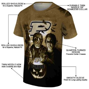 Purdue Boilermakers Horror Icons Gold Black T-Shirt