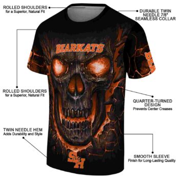 Sam Houston Bearkats Fiery Skull Orange Black T-Shirt