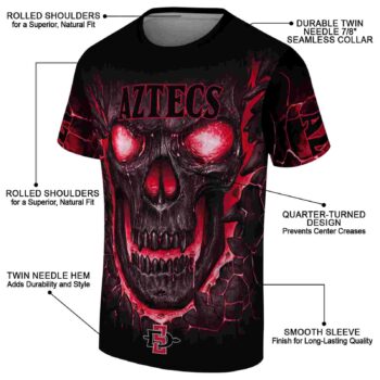 San Diego State Aztecs Fiery Skull Red Black T-Shirt