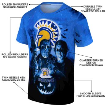 San Jose State Spartans Horror Icons Blue Black T-Shirt