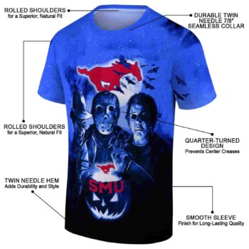 SMU Mustangs Horror Icons Blue Black T-Shirt