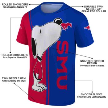 SMU Mustangs Snoopy Graphic Blue T-Shirt