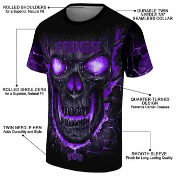 TCU Horned Frogs Fiery Skull Purple Black T-Shirt