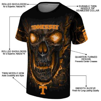 Tennessee Volunteers Fiery Skull Orange Black T-Shirt