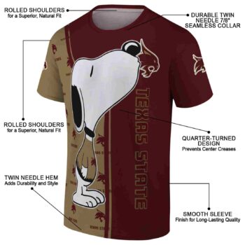 Texas State Bobcats Snoopy Graphic Maroon T-Shirt