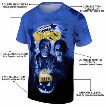 Toledo Rockets Horror Icons Blue Black T-Shirt