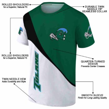 Tulane Green Wave Abstract Curve Green White T-Shirt
