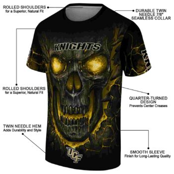UCF Knights Fiery Skull Gold Black T-Shirt
