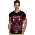 UMass Minutemen Fiery Skull Red Black T-Shirt