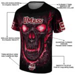 UMass Minutemen Fiery Skull Red Black T-Shirt
