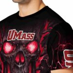 UMass Minutemen Fiery Skull Red Black T-Shirt