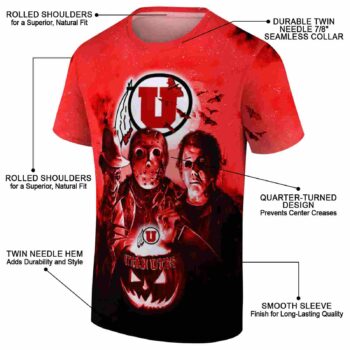 Utah Utes Horror Icons Red Black T-Shirt