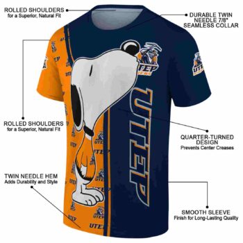 UTEP Miners Snoopy Graphic Blue T-Shirt