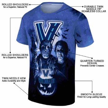 Villanova Wildcats Horror Icons Navy Black T-Shirt