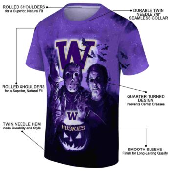 Washington Huskies Horror Icons Purple Black T-Shirt