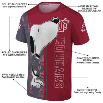 Washington State Cougars Snoopy Graphic Crimson T-Shirt