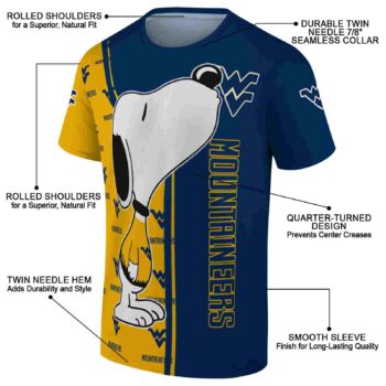 West Virginia Mountaineers Snoopy Graphic Blue T-Shirt
