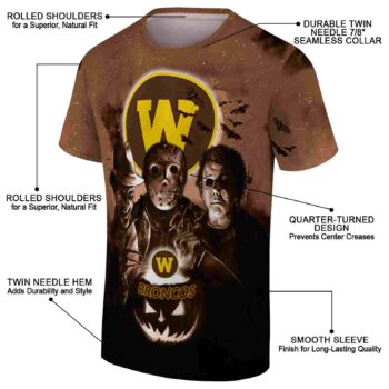 Western Michigan Broncos Horror Icons Brown Black T-Shirt