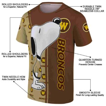 Western Michigan Broncos Snoopy Graphic Brown T-Shirt