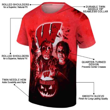Wisconsin Badgers Horror Icons Red Black T-Shirt