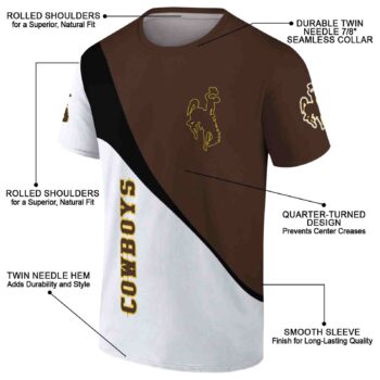 Wyoming Cowboys Abstract Curve Brown White T-Shirt