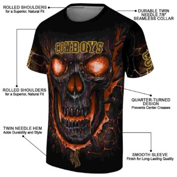 Wyoming Cowboys Fiery Skull Brown Black T-Shirt