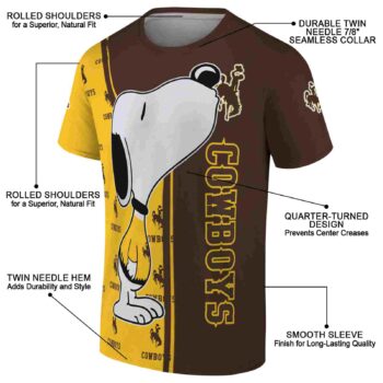 Wyoming Cowboys Snoopy Graphic Brown T-Shirt
