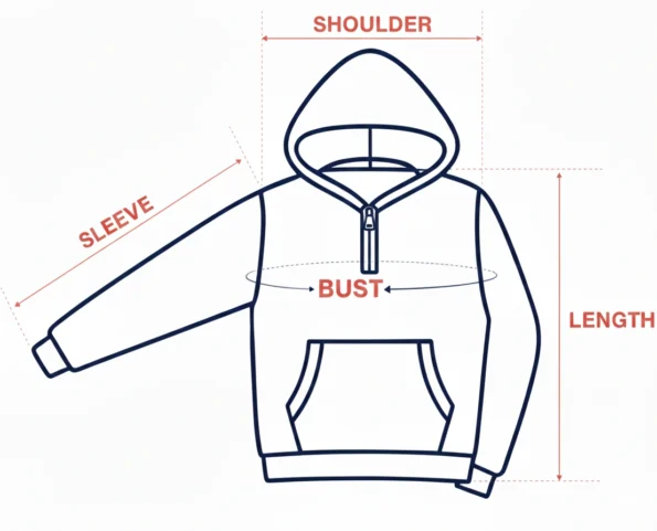 size guide men and women quarter zip hoodie